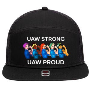 UAW Strong Solidarity UAW Proud Union UAW Laborer Worker 7 Panel Mesh Trucker Snapback Hat