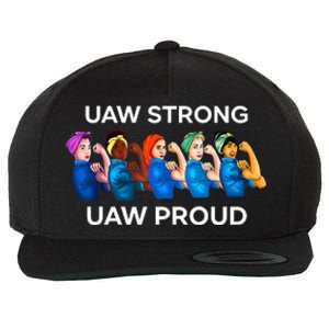 UAW Strong Solidarity UAW Proud Union UAW Laborer Worker Wool Snapback Cap