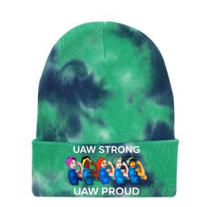 UAW Strong Solidarity UAW Proud Union UAW Laborer Worker Tie Dye 12in Knit Beanie