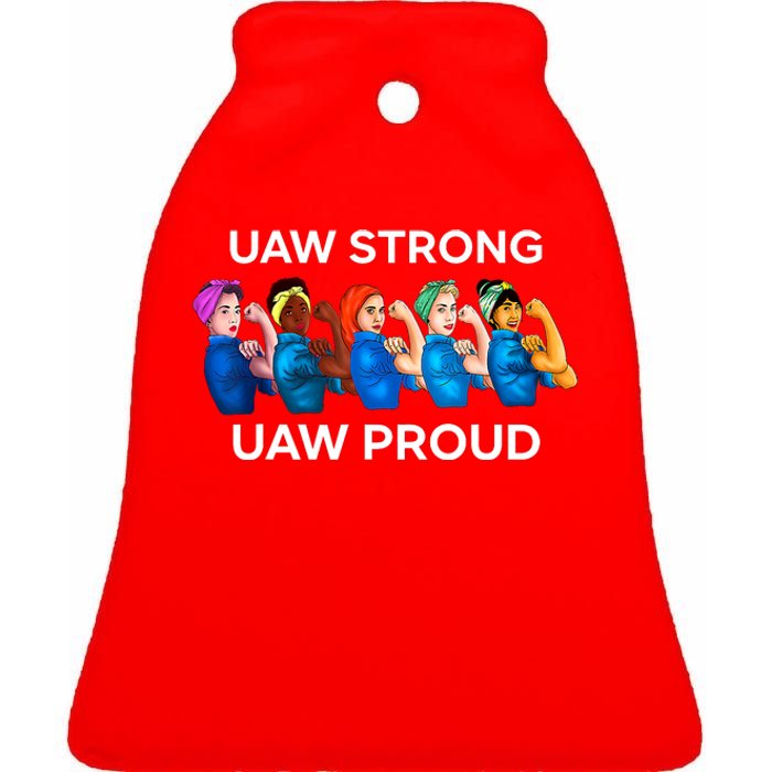 UAW Strong Solidarity UAW Proud Union UAW Laborer Worker Ceramic Bell Ornament