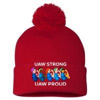 UAW Strong Solidarity UAW Proud Union UAW Laborer Worker Pom Pom 12in Knit Beanie