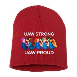 UAW Strong Solidarity UAW Proud Union UAW Laborer Worker Short Acrylic Beanie