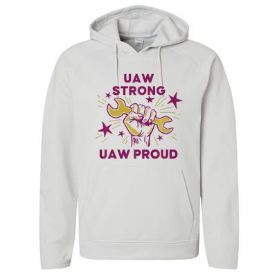 UAW Strong Solidarity UAW Proud Union UAW Laborer Worker Performance Fleece Hoodie