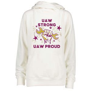 UAW Strong Solidarity UAW Proud Union UAW Laborer Worker Womens Funnel Neck Pullover Hood