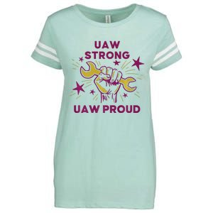 UAW Strong Solidarity UAW Proud Union UAW Laborer Worker Enza Ladies Jersey Football T-Shirt