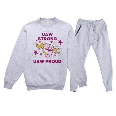 UAW Strong Solidarity UAW Proud Union UAW Laborer Worker Premium Crewneck Sweatsuit Set