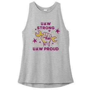 UAW Strong Solidarity UAW Proud Union UAW Laborer Worker Ladies PosiCharge Tri-Blend Wicking Tank