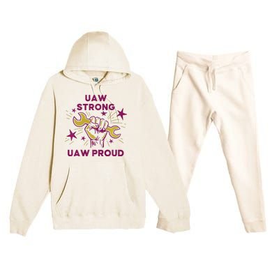 UAW Strong Solidarity UAW Proud Union UAW Laborer Worker Premium Hooded Sweatsuit Set