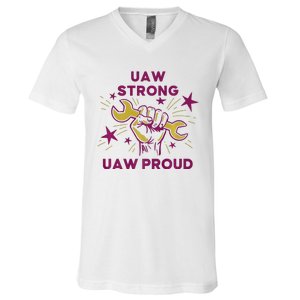 UAW Strong Solidarity UAW Proud Union UAW Laborer Worker V-Neck T-Shirt