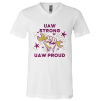 UAW Strong Solidarity UAW Proud Union UAW Laborer Worker V-Neck T-Shirt