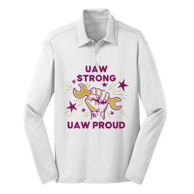 UAW Strong Solidarity UAW Proud Union UAW Laborer Worker Silk Touch Performance Long Sleeve Polo