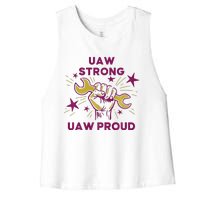 UAW Strong Solidarity UAW Proud Union UAW Laborer Worker Women's Racerback Cropped Tank