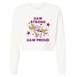 UAW Strong Solidarity UAW Proud Union UAW Laborer Worker Cropped Pullover Crew