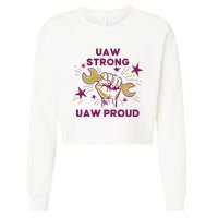 UAW Strong Solidarity UAW Proud Union UAW Laborer Worker Cropped Pullover Crew