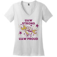 UAW Strong Solidarity UAW Proud Union UAW Laborer Worker Women's V-Neck T-Shirt