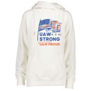 UAW Strong Solidarity UAW Proud Union UAW Strike Womens Funnel Neck Pullover Hood