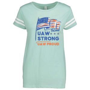 UAW Strong Solidarity UAW Proud Union UAW Strike Enza Ladies Jersey Football T-Shirt