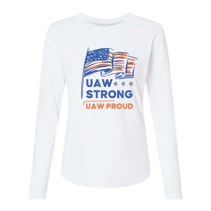 UAW Strong Solidarity UAW Proud Union UAW Strike Womens Cotton Relaxed Long Sleeve T-Shirt