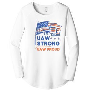 UAW Strong Solidarity UAW Proud Union UAW Strike Women's Perfect Tri Tunic Long Sleeve Shirt