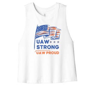 UAW Strong Solidarity UAW Proud Union UAW Strike Women's Racerback Cropped Tank