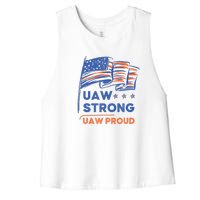 UAW Strong Solidarity UAW Proud Union UAW Strike Women's Racerback Cropped Tank