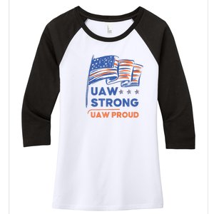 UAW Strong Solidarity UAW Proud Union UAW Strike Women's Tri-Blend 3/4-Sleeve Raglan Shirt