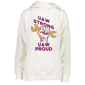 UAW Strong Solidarity UAW Proud Union UAW Strike Womens Funnel Neck Pullover Hood