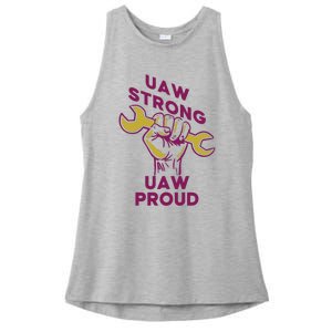 UAW Strong Solidarity UAW Proud Union UAW Strike Ladies PosiCharge Tri-Blend Wicking Tank