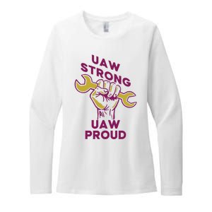 UAW Strong Solidarity UAW Proud Union UAW Strike Womens CVC Long Sleeve Shirt