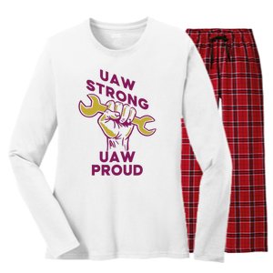 UAW Strong Solidarity UAW Proud Union UAW Strike Women's Long Sleeve Flannel Pajama Set 