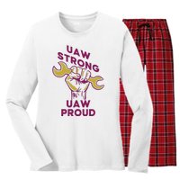 UAW Strong Solidarity UAW Proud Union UAW Strike Women's Long Sleeve Flannel Pajama Set 