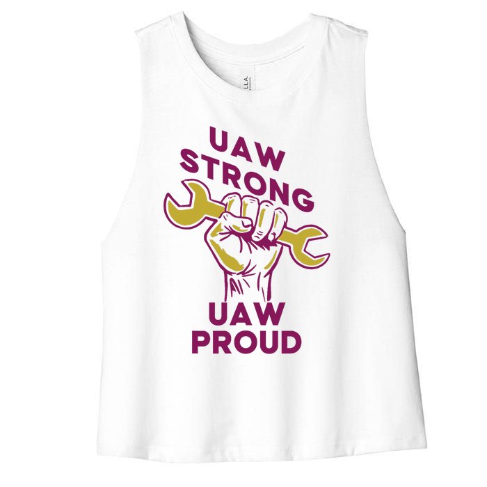 UAW Strong Solidarity UAW Proud Union UAW Strike Women's Racerback Cropped Tank