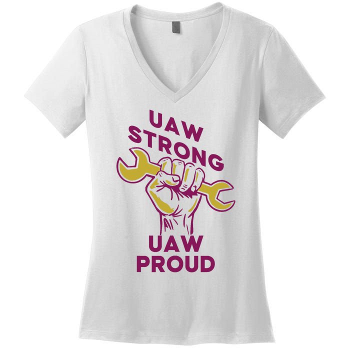 UAW Strong Solidarity UAW Proud Union UAW Strike Women's V-Neck T-Shirt