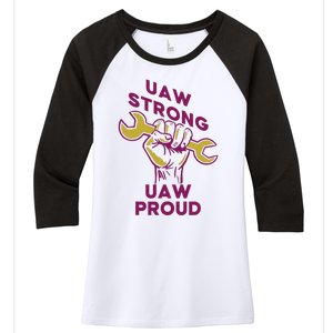 UAW Strong Solidarity UAW Proud Union UAW Strike Women's Tri-Blend 3/4-Sleeve Raglan Shirt