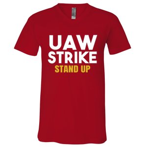 Uaw Strike Stand Up United Auto Workers Union Uaw Strong Red V-Neck T-Shirt