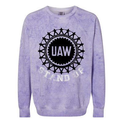 Uaw Strike Stand Up Uaw United Auto Workers Union Uaw Red Colorblast Crewneck Sweatshirt