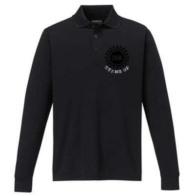 Uaw Strike Stand Up Uaw United Auto Workers Union Uaw Red Performance Long Sleeve Polo