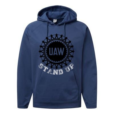 Uaw Strike Stand Up Uaw United Auto Workers Union Uaw Red Performance Fleece Hoodie