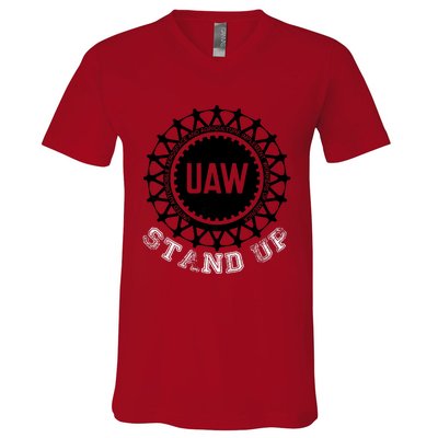 Uaw Strike Stand Up Uaw United Auto Workers Union Uaw Red V-Neck T-Shirt