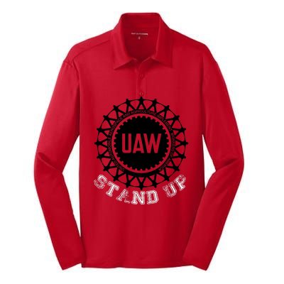 Uaw Strike Stand Up Uaw United Auto Workers Union Uaw Red Silk Touch Performance Long Sleeve Polo