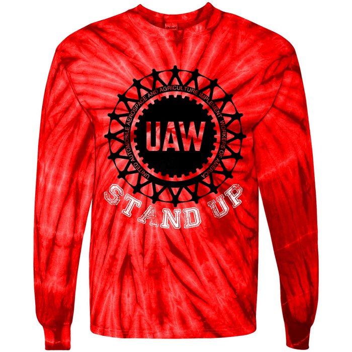 Uaw Strike Stand Up Uaw United Auto Workers Union Uaw Red Tie-Dye Long Sleeve Shirt