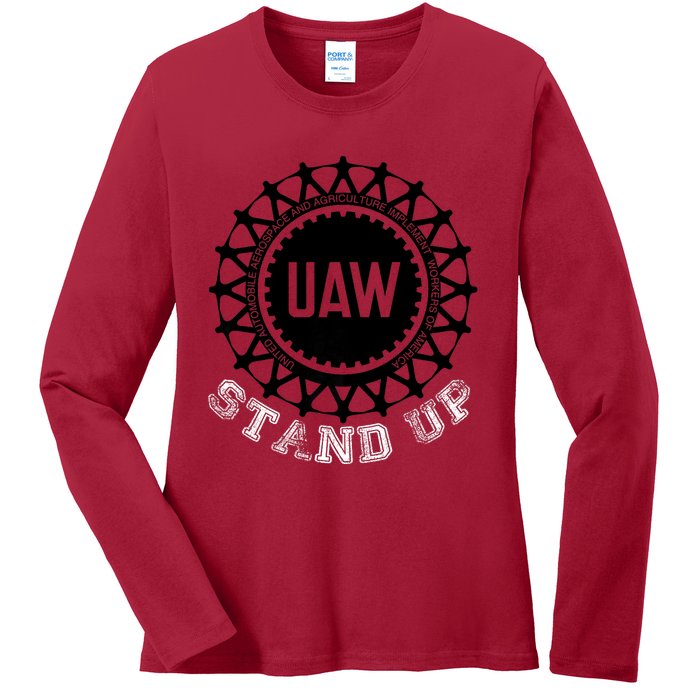 Uaw Strike Stand Up Uaw United Auto Workers Union Uaw Red Ladies Long Sleeve Shirt