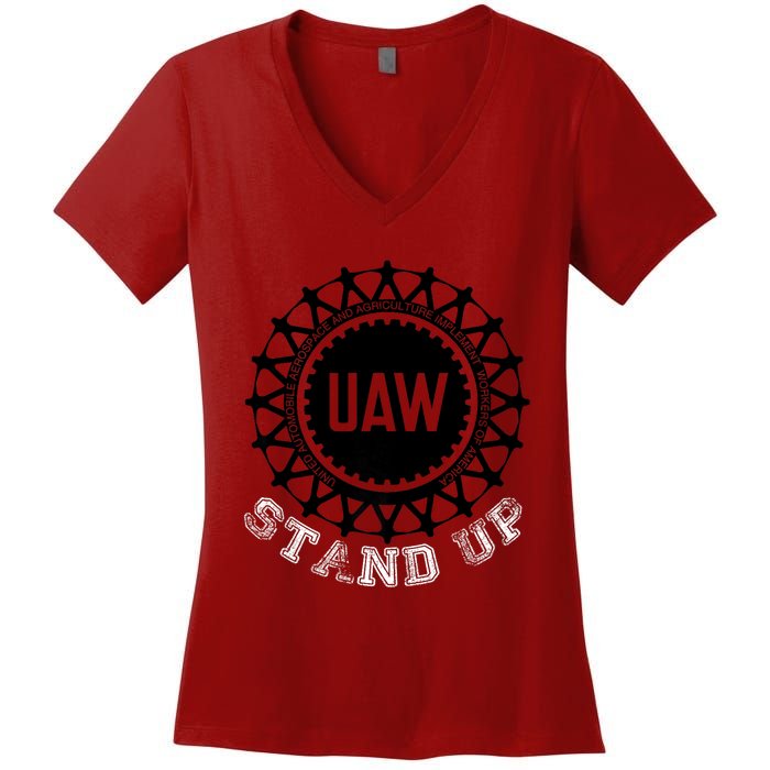 Uaw Strike Stand Up Uaw United Auto Workers Union Uaw Red Women's V-Neck T-Shirt