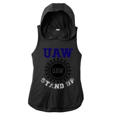 Uaw Strike Stand Up United Auto Workers Union Uaw Red Trending Ladies PosiCharge Tri-Blend Wicking Draft Hoodie Tank