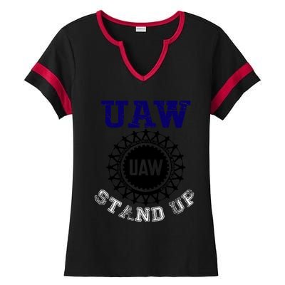 Uaw Strike Stand Up United Auto Workers Union Uaw Red Trending Ladies Halftime Notch Neck Tee