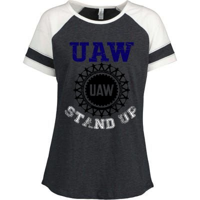 Uaw Strike Stand Up United Auto Workers Union Uaw Red Trending Enza Ladies Jersey Colorblock Tee