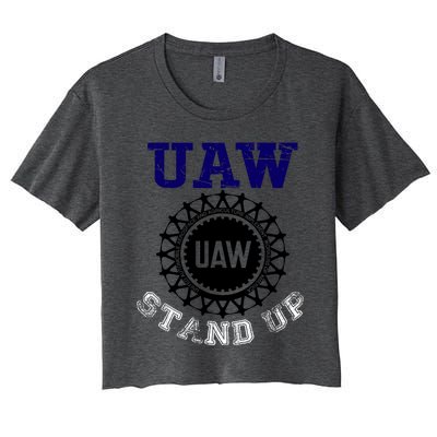 Uaw Strike Stand Up United Auto Workers Union Uaw Red Trending Women's Crop Top Tee