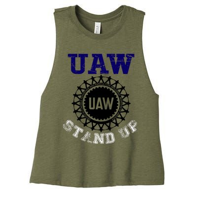 Uaw Strike Stand Up United Auto Workers Union Uaw Red Trending Women's Racerback Cropped Tank