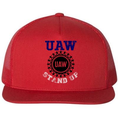 Uaw Strike Stand Up United Auto Workers Union Uaw Red Trending Flat Bill Trucker Hat