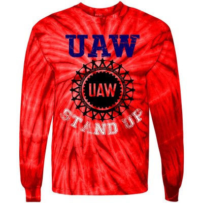 Uaw Strike Stand Up United Auto Workers Union Uaw Red Trending Tie-Dye Long Sleeve Shirt